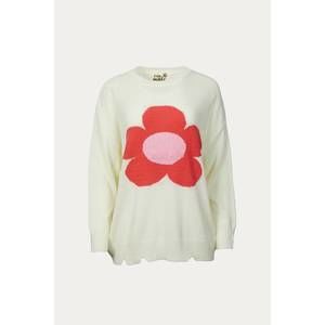 NEW ERIN MADE petal pullover in red/ivory